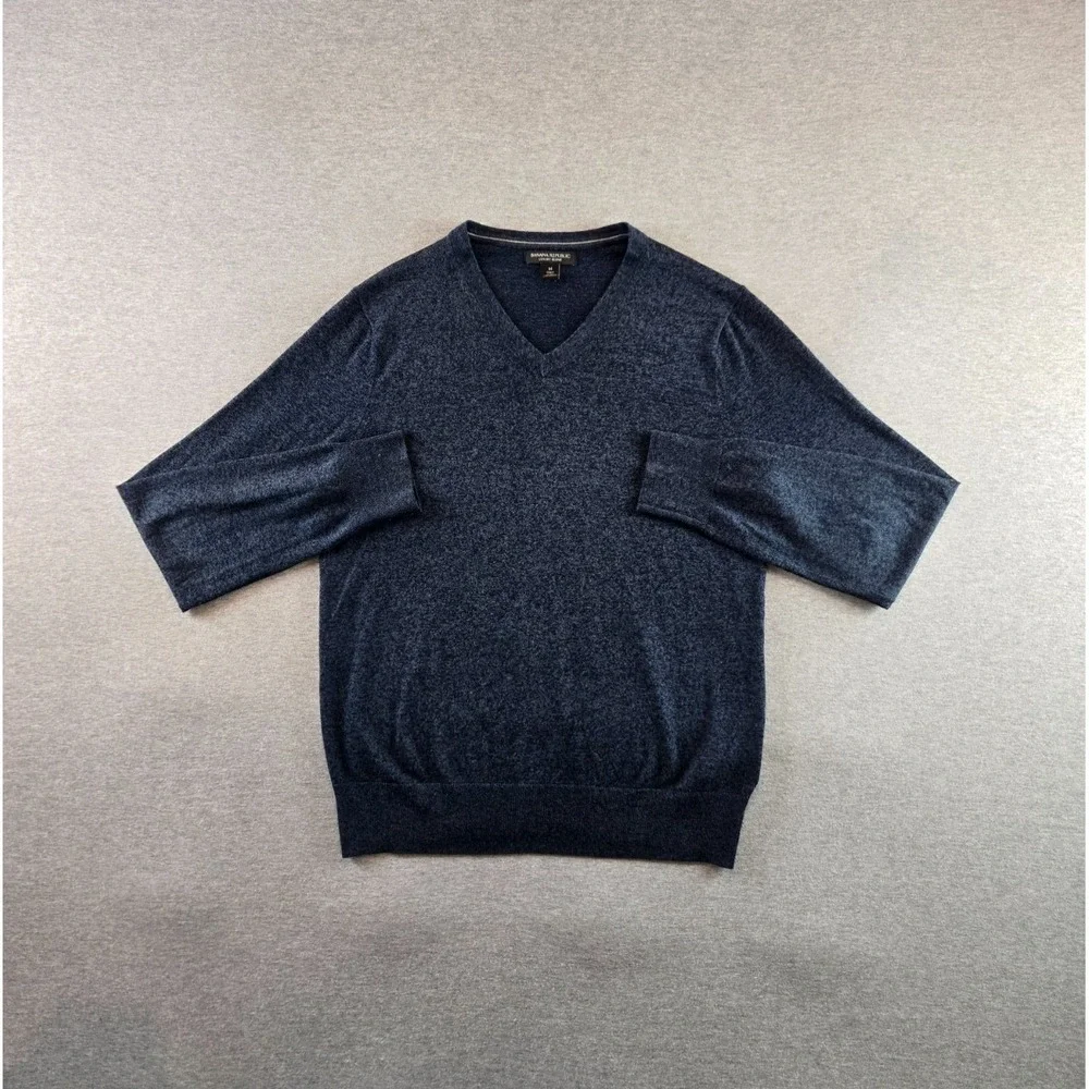 Banana Republic‎ Sweater Men's M Blue Silk Cashmere Cotton V Neck Luxury Blend